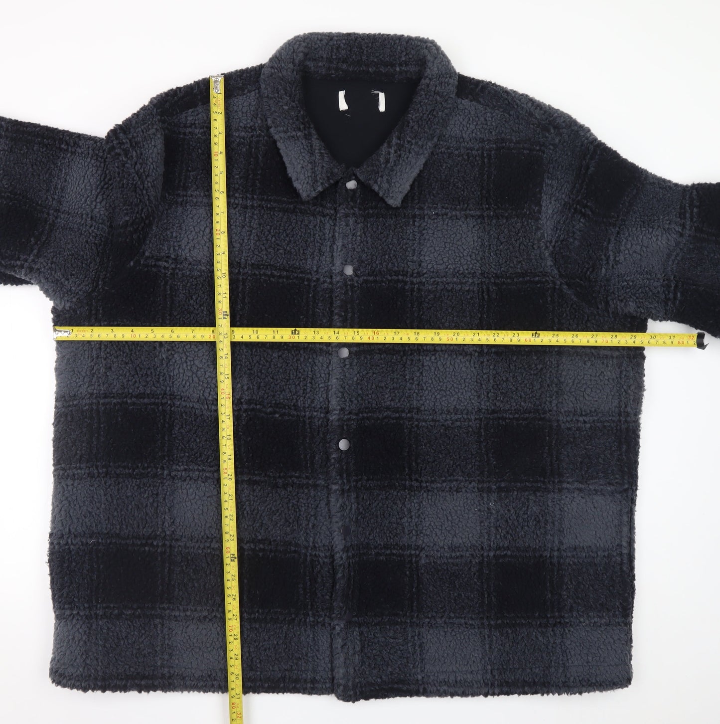 Marks and Spencer Men's Black 3XL Checked Fleece Jacket