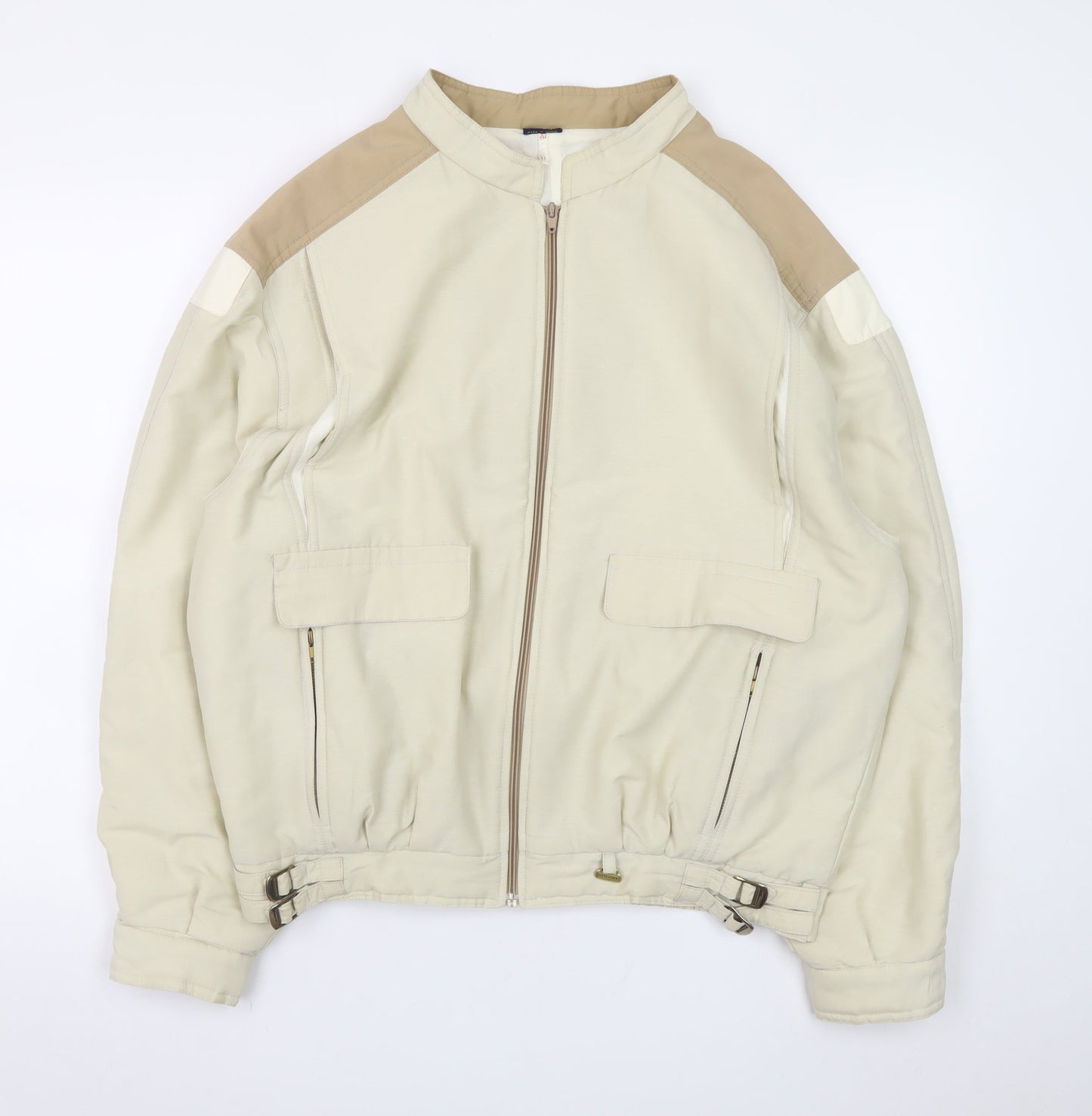 Galaxy Womens Beige XL Bomber Jacket Cotton Blend Zip Buckle Casual