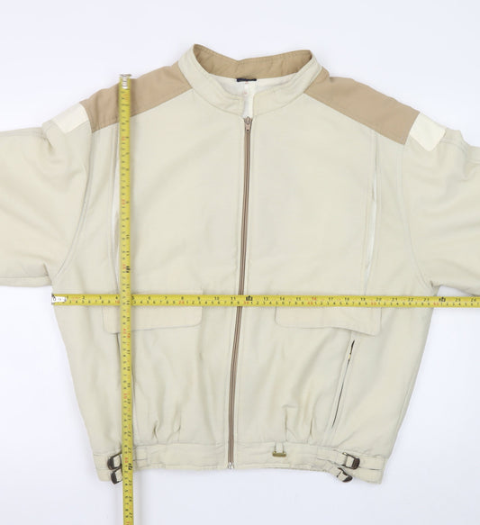 Galaxy Womens Beige XL Bomber Jacket Cotton Blend Zip Buckle Casual
