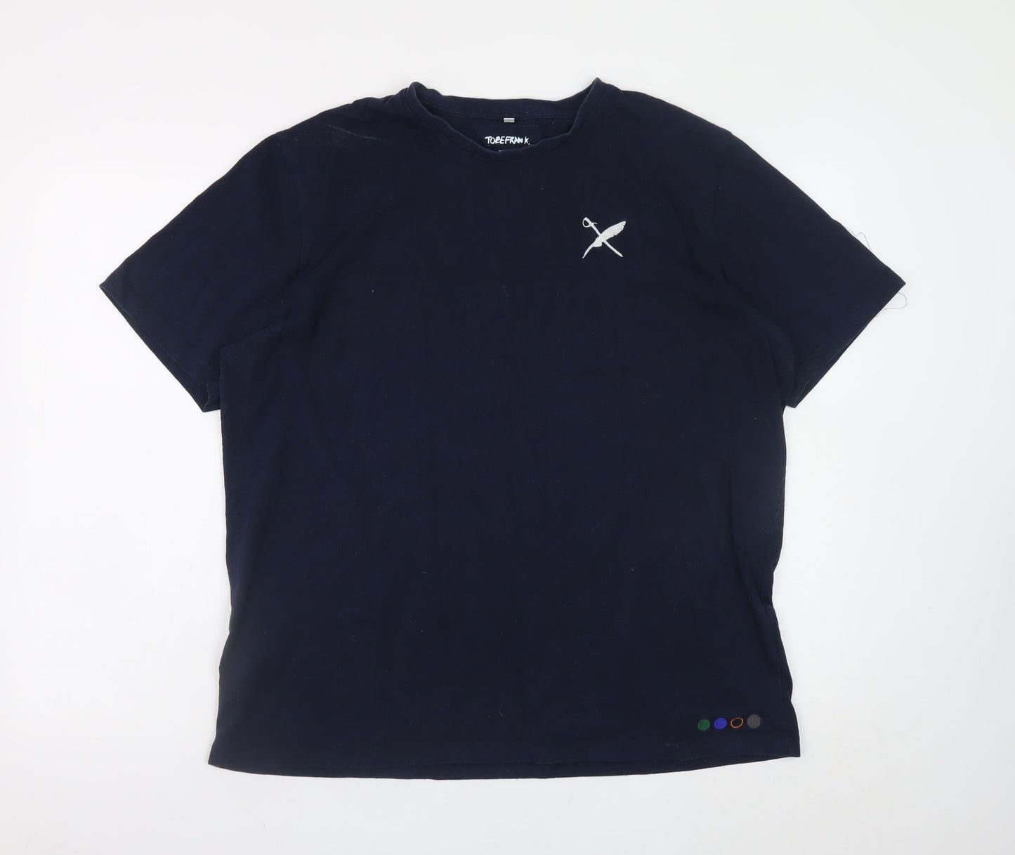 TOBEFRANK Men's Blue XL Crew Neck Sustainable Cotton T-Shirt