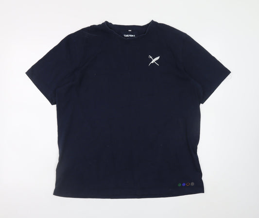 TOBEFRANK Men's Blue XL Crew Neck Sustainable Cotton T-Shirt