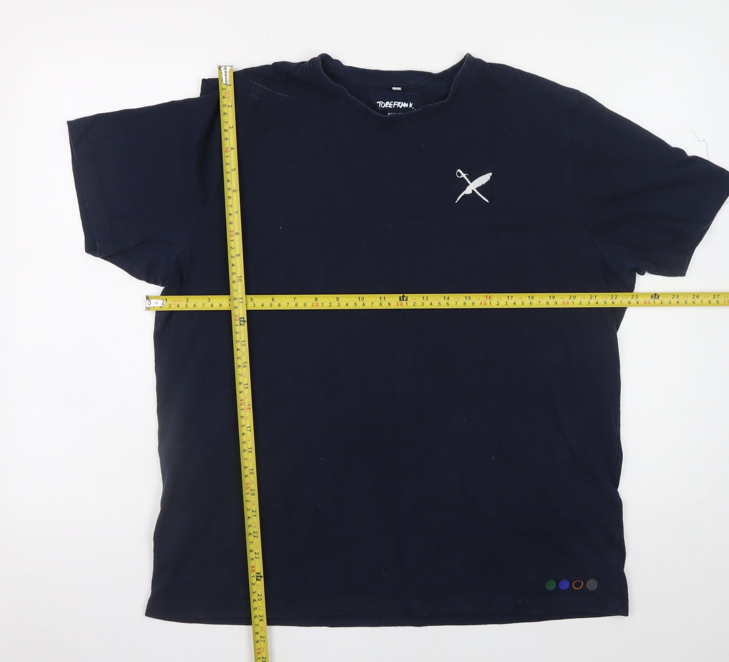 TOBEFRANK Men's Blue XL Crew Neck Sustainable Cotton T-Shirt