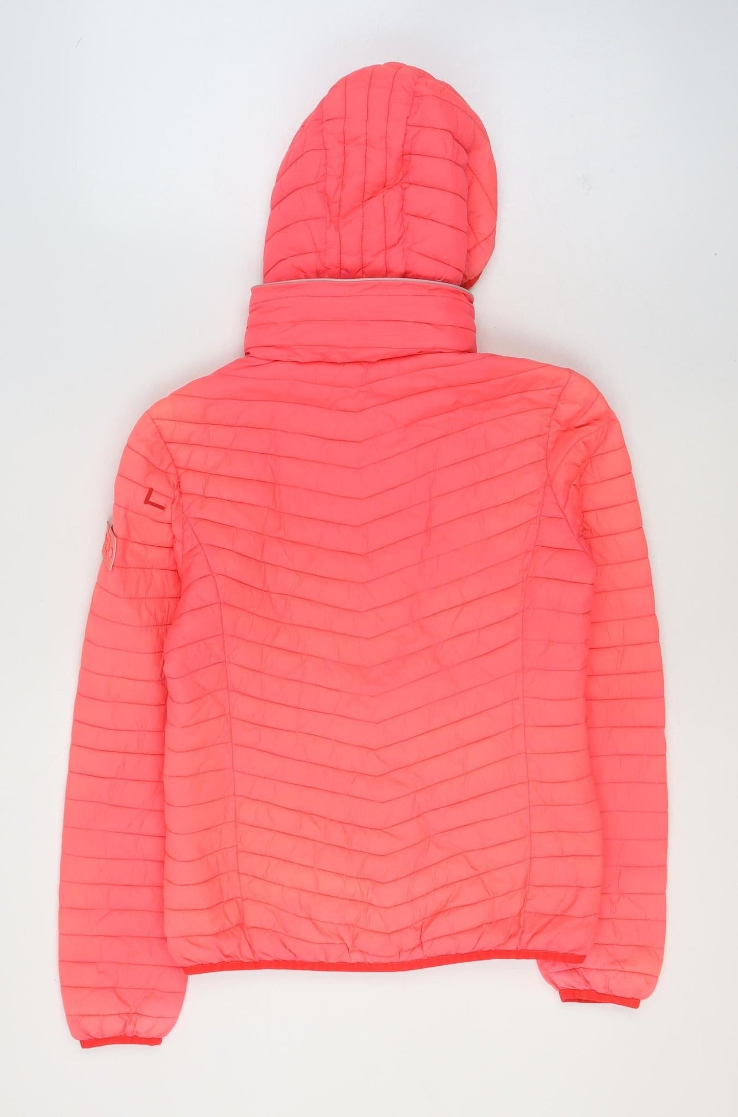 Superdry Womens Pink Hooded Puffer Jacket M Lightweight Casual