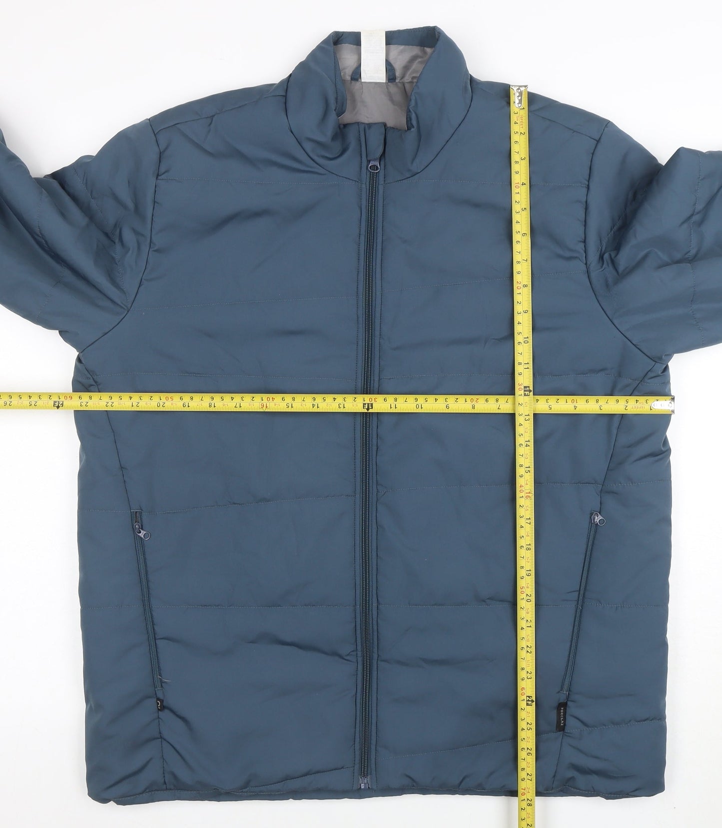 Decathlon Men's Blue XL Puffer Jacket Lightweight Full Zip Hiking Coat