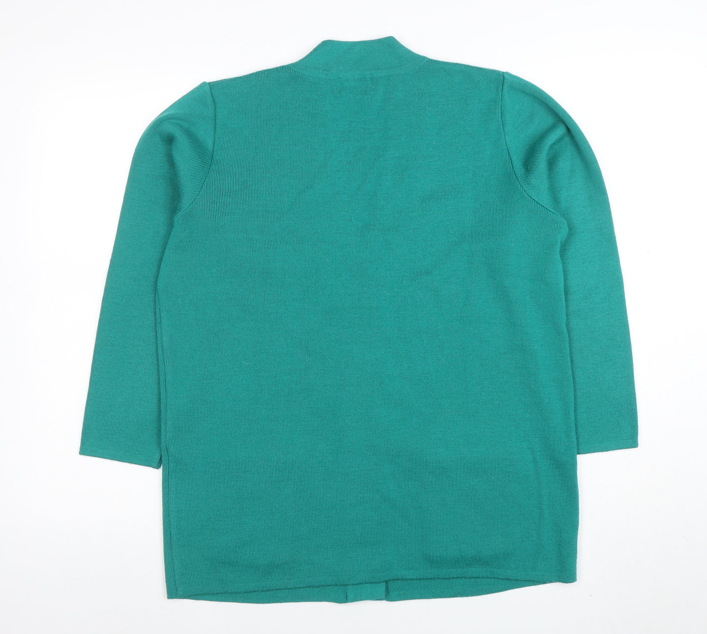 Viyella Womens Green Cardigan M V-Neck Wool Blend Button Front