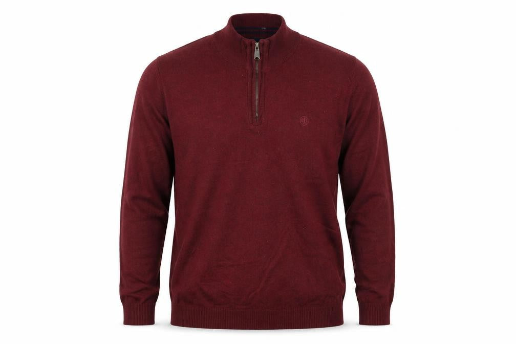 FatFace Mens Red 2XL 1/2 Zip High Neck Cotton Wool Jumper
