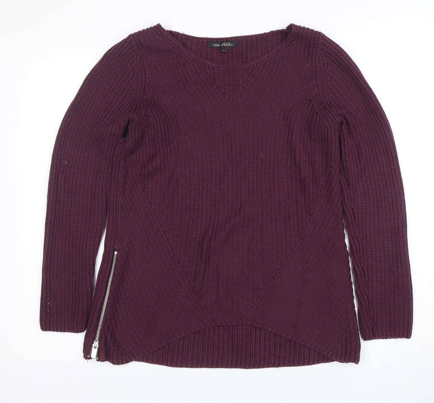 Next Petite Women's Purple Knit Zip Jumper Size 8