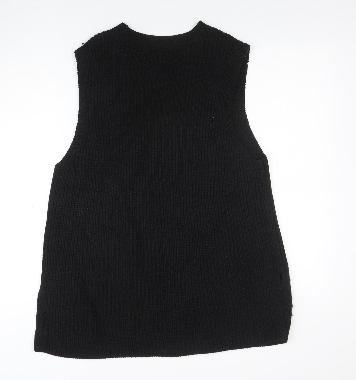 Vero Moda Women's Black Knit Sleeveless Crew Neck Vest Jumper M