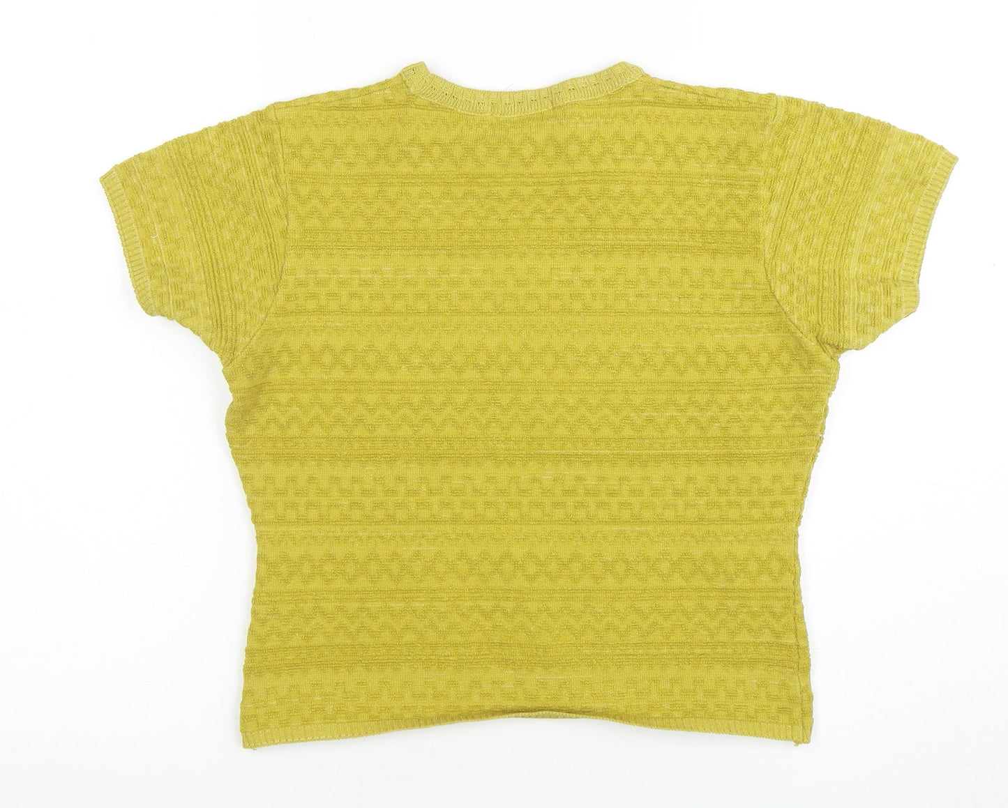 Kaliko Women's Yellow Knit Short Sleeve Crew Neck Top Size 12