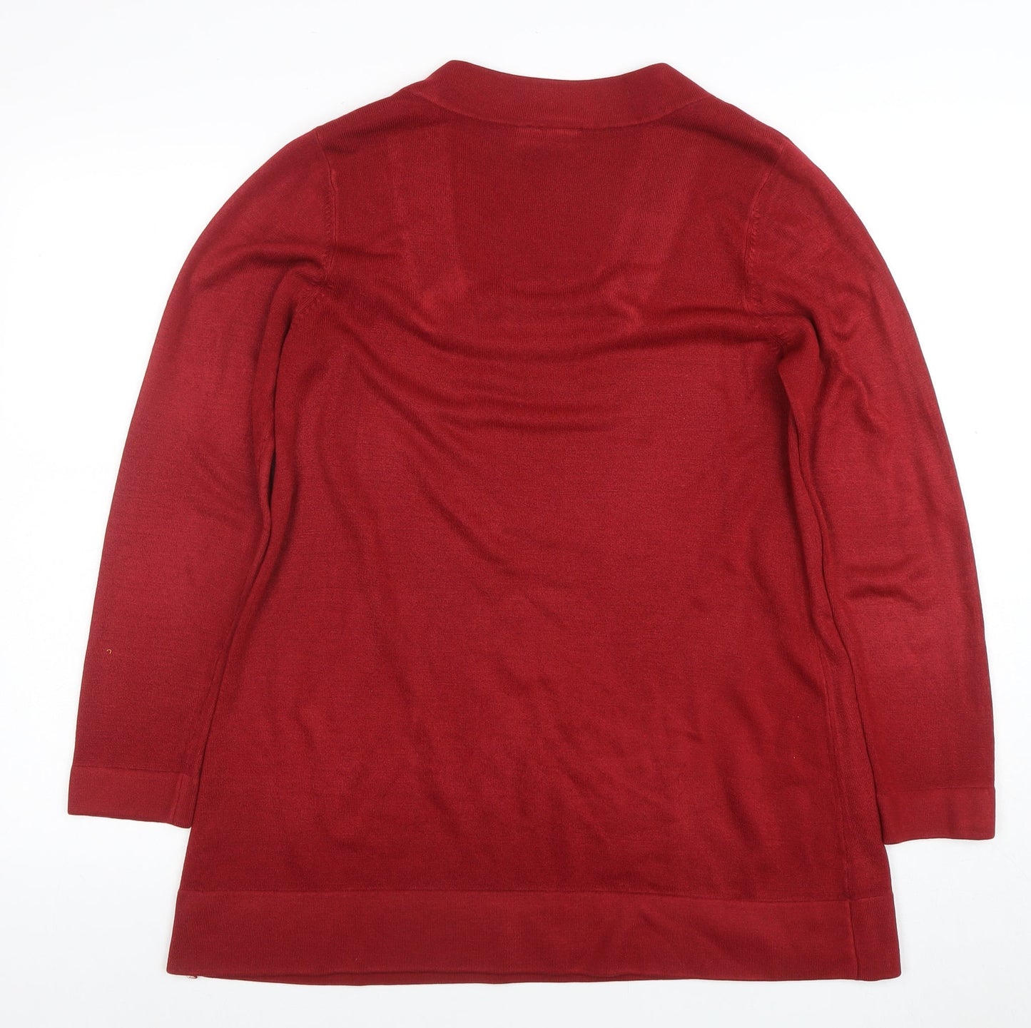 Marks & Spencer Women’s Red Acrylic Knit Square Neck Long Sleeve Blouse Size 14