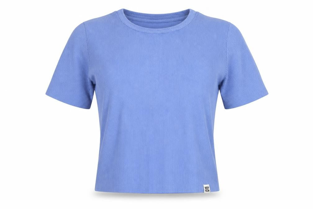 U YAK Women Blue Cotton Blend Short Sleeve Crew Neck T-Shirt M