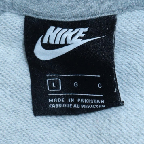 Nike Men's Grey Pullover Hoodie L Regular Fit Sports Style