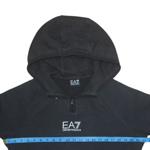 Emporio Armani Men’s Black M Hoodie Pullover EA7 Logo 1/4 Zip Fleece