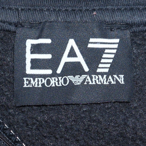 Emporio Armani Men’s Black M Hoodie Pullover EA7 Logo 1/4 Zip Fleece