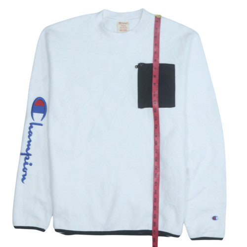 Champion Mens White Pullover Sweatshirt L Fleece Crew Neck Sports