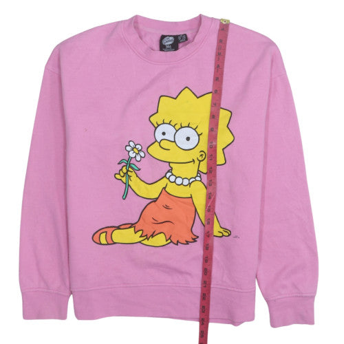 Primark Women Pink Lisa Simpson Sweatshirt XS Crew Neck Cotton