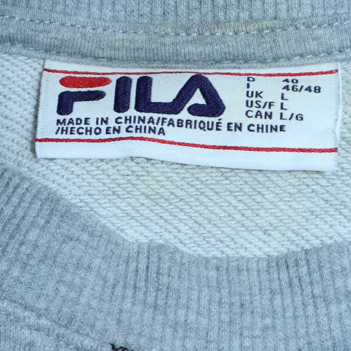 Fila Men's Grey Crew Neck Sweatshirt L Classic Fit Cotton Blend