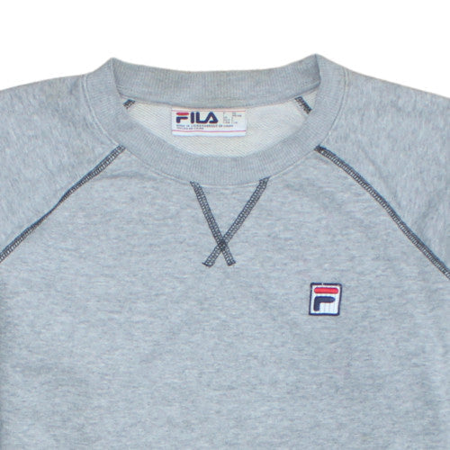 Fila Men's Grey Crew Neck Sweatshirt L Classic Fit Cotton Blend