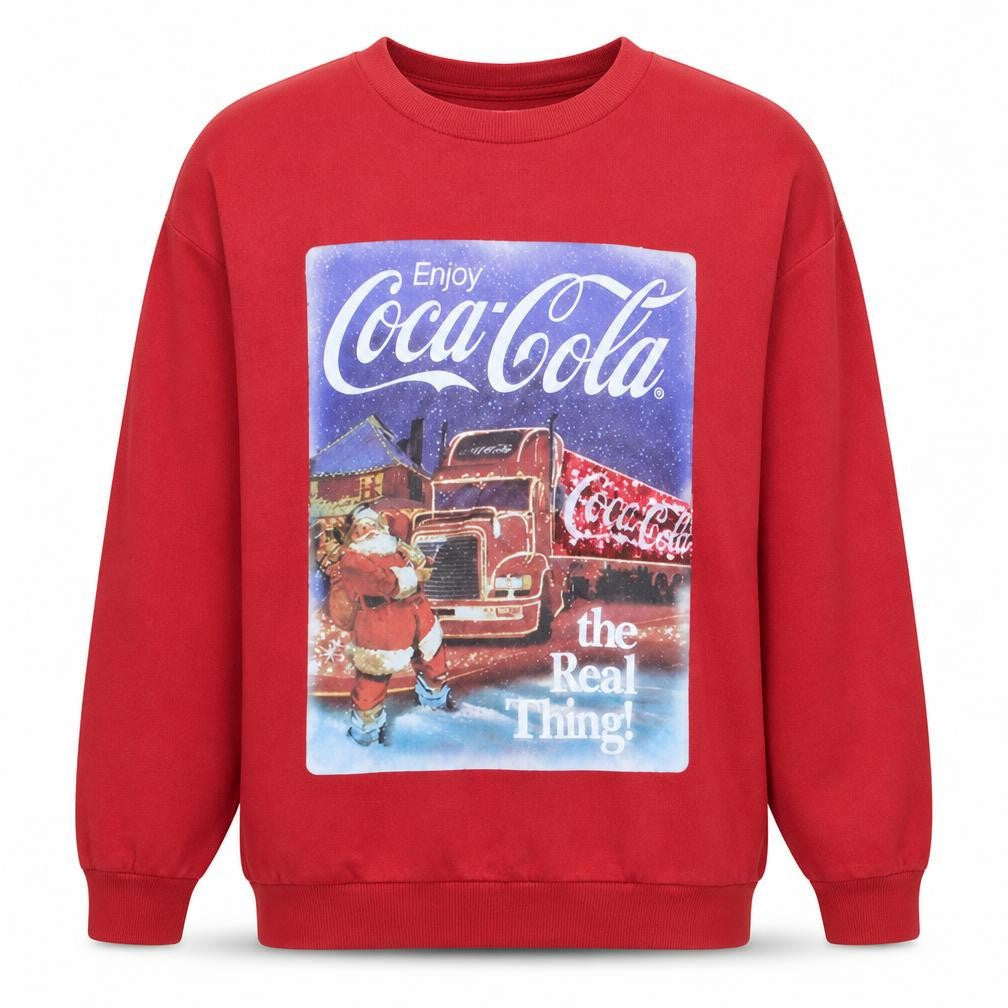 Coca-Cola Men’s Red Sweatshirt XL Christmas Graphic Crew Neck