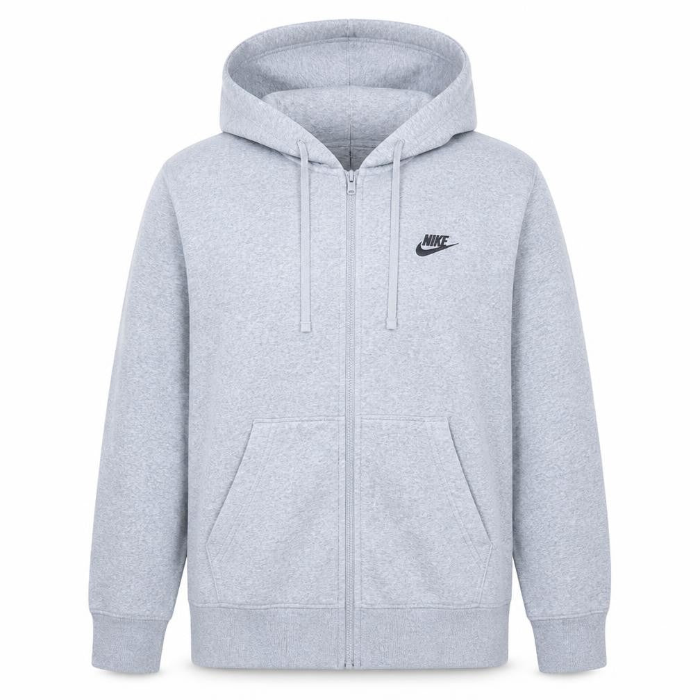 Nike Men’s Grey Full Zip Hoodie M Regular Fit Casual Sportswear