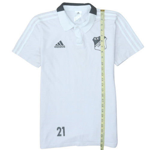 Adidas Men White SV Concordia Langen Polo Shirt Size M Athletic Fit