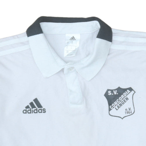 Adidas Men White SV Concordia Langen Polo Shirt Size M Athletic Fit