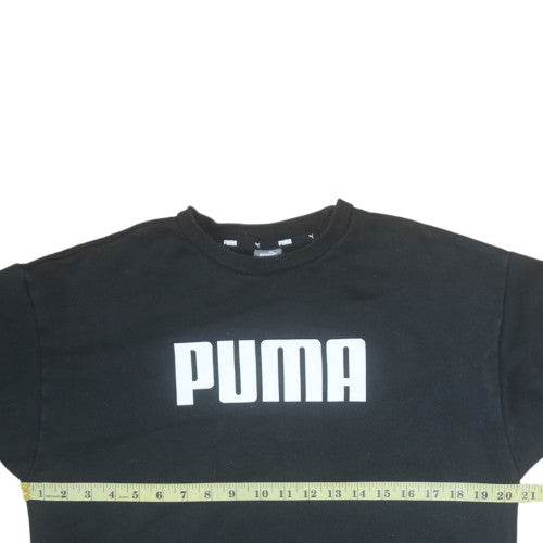 Puma Men's Black Crew Neck Sweatshirt M Graphic Logo Classic Fit