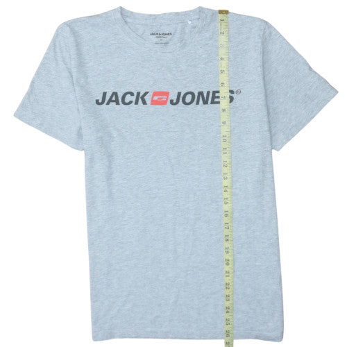 Jack & Jones Men's Grey Graphic Logo Short Sleeve T-Shirt M