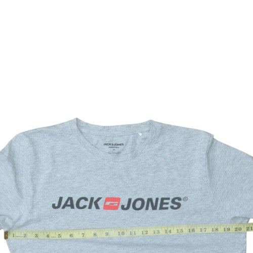 Jack & Jones Men's Grey Graphic Logo Short Sleeve T-Shirt M