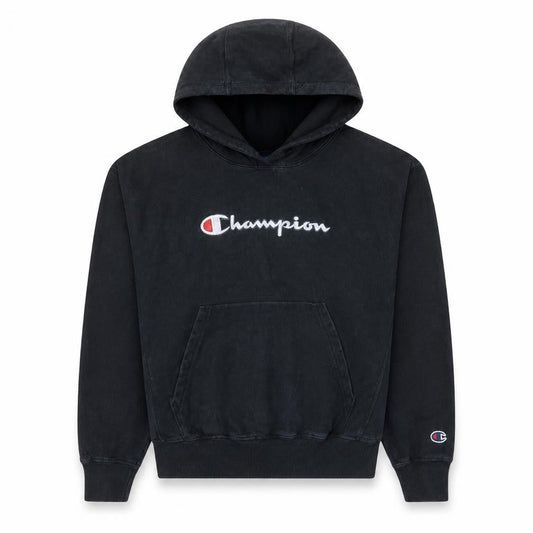 Champion Men's Black Pullover Hoodie Small Embroidered Logo