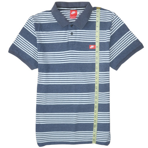 Nike Men's Blue Striped Collared Polo Shirt XL Regular Fit