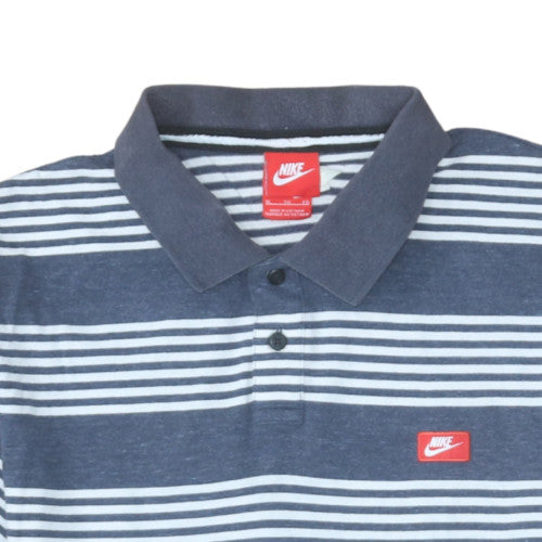 Nike Men's Blue Striped Collared Polo Shirt XL Regular Fit
