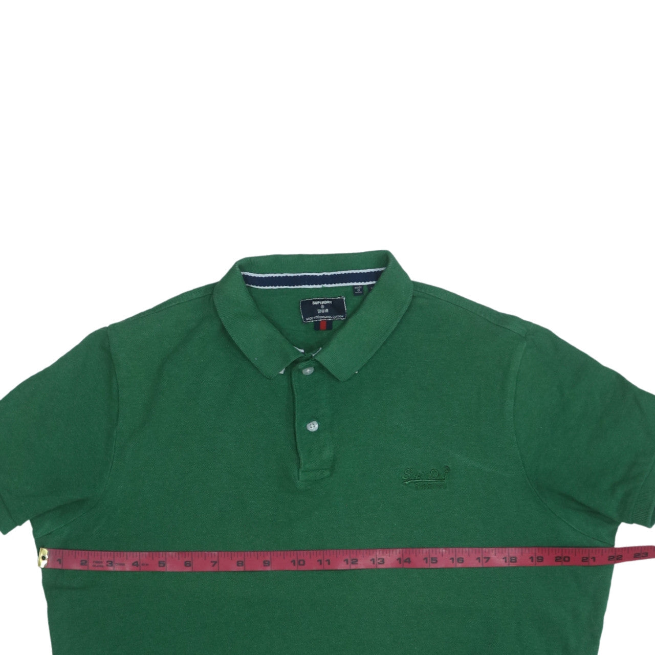 Superdry Men’s Green Organic Cotton Short Sleeve Polo Shirt Size M