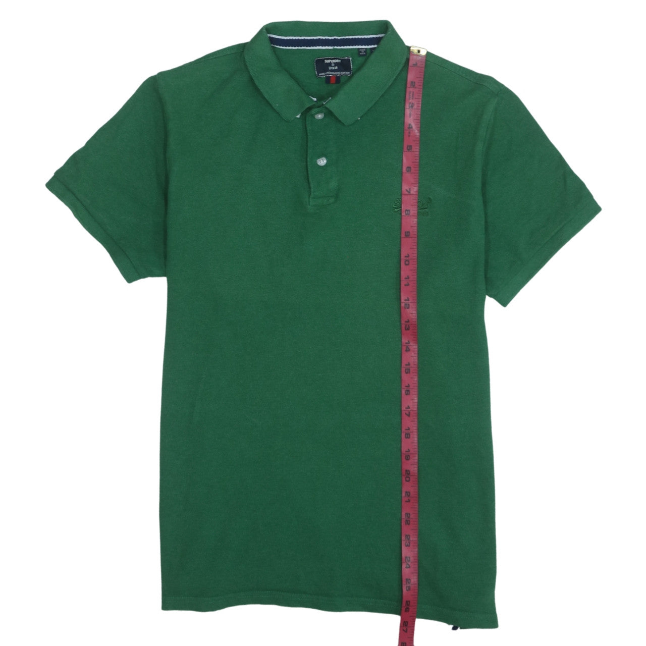 Superdry Men’s Green Organic Cotton Short Sleeve Polo Shirt Size M