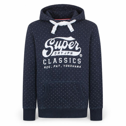 Superdry Men's Blue Polka Dot Pullover Hoodie Size M Classic Style