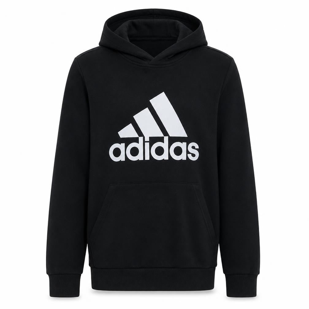 Adidas Boys Black Pullover Hoodie 13-14 Years Cotton Blend Logo Print