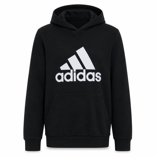 Adidas Boys Black Pullover Hoodie 13-14 Years Cotton Blend Logo Print