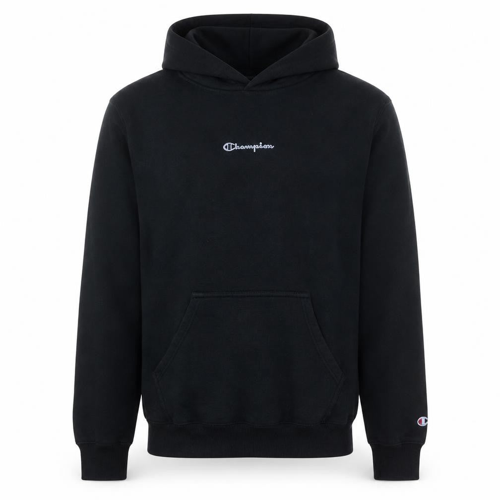 Champion Men's Black Pullover Hoodie Medium Fleece Logo Sweatshirt