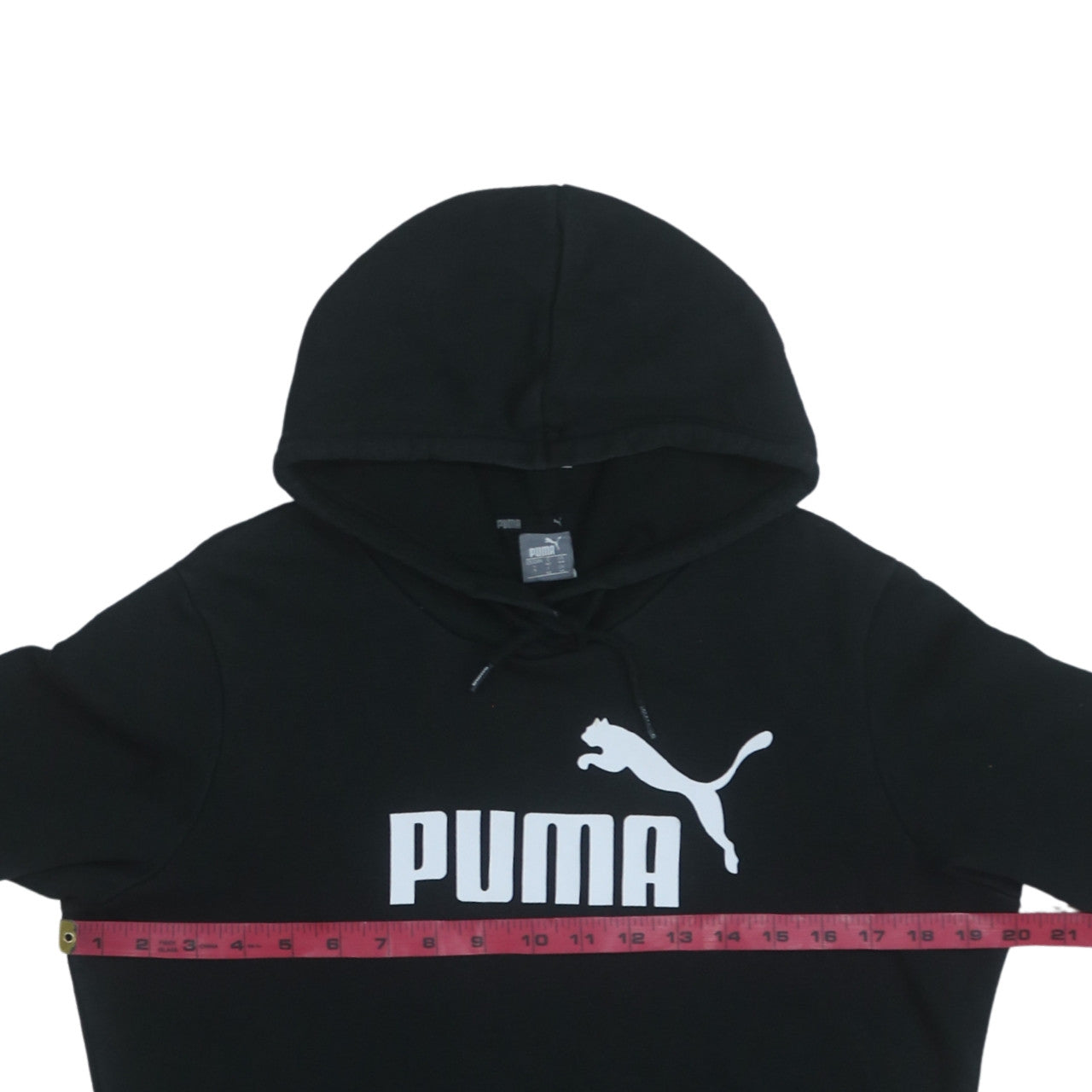 Puma Men's Black Pullover Hoodie Size L Logo Fleece Sweatshirt