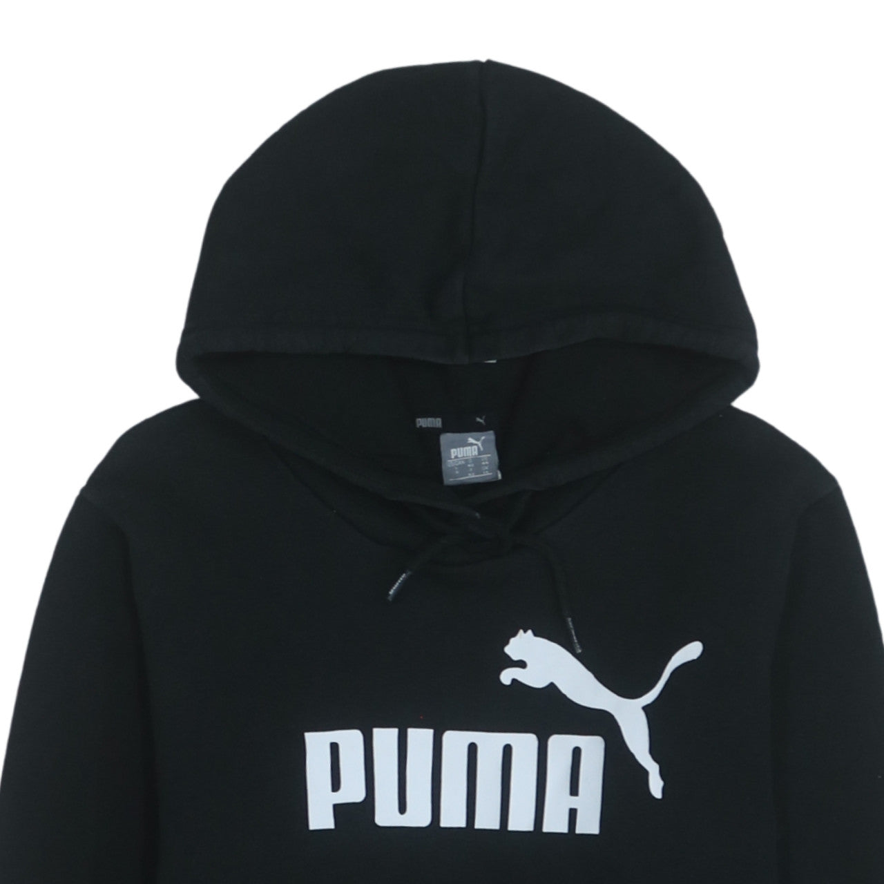 Puma Men's Black Pullover Hoodie Size L Logo Fleece Sweatshirt