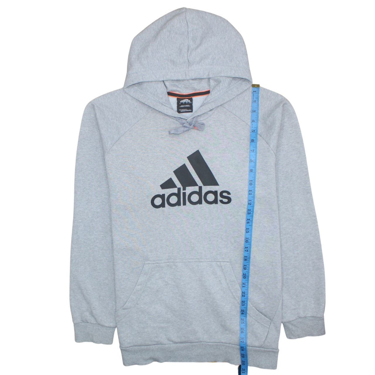 Adidas Mens Grey Pullover Hoodie L Logo Sports Cotton Blend