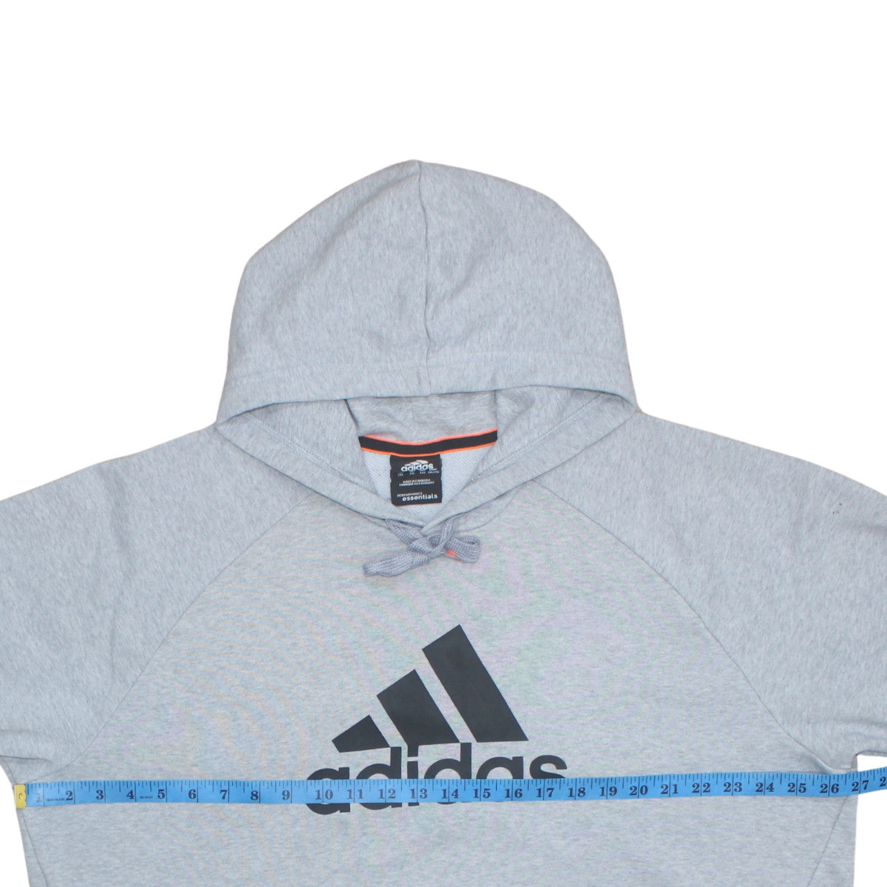 Adidas Mens Grey Pullover Hoodie L Logo Sports Cotton Blend