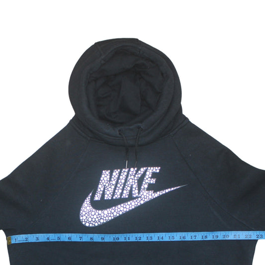 Nike Women Black L Pullover Hoodie Sweatshirt Logo Cotton Blend