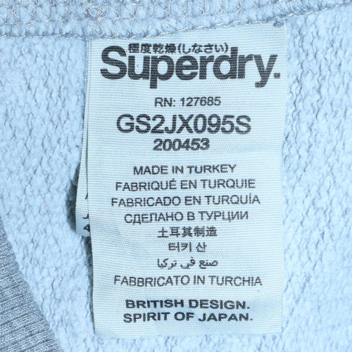 Superdry Womens Grey Pullover Hoodie L Logo Print Casual Sweatshirt