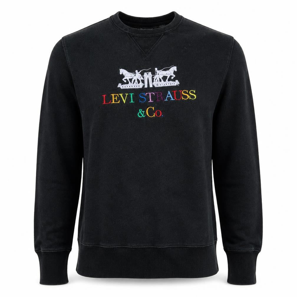 Levi Strauss Men's Black Embroidered Logo Pullover Sweatshirt Size M