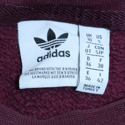 Adidas Women's Burgundy Crew Neck Sweatshirt Size 10 Cotton Blend