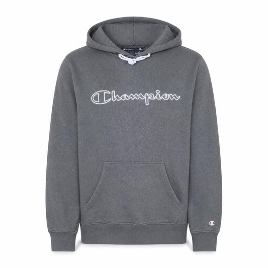 Champion Men's Grey Pullover Hoodie Medium Fleece Logo Sweatshirt