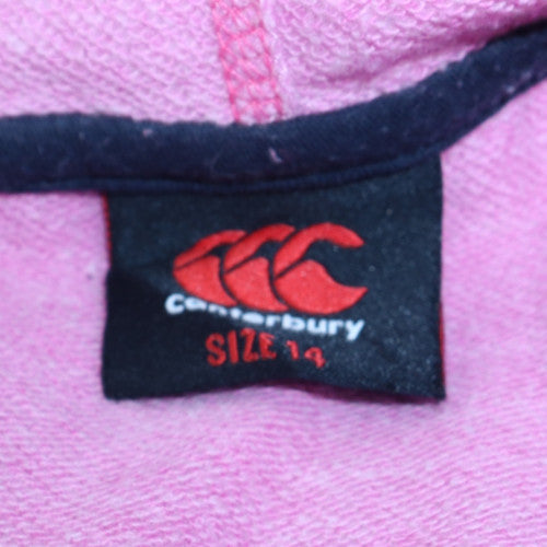 Canterbury Womens Pink Hoodie Size 14 Pullover Logo Sweatshirt