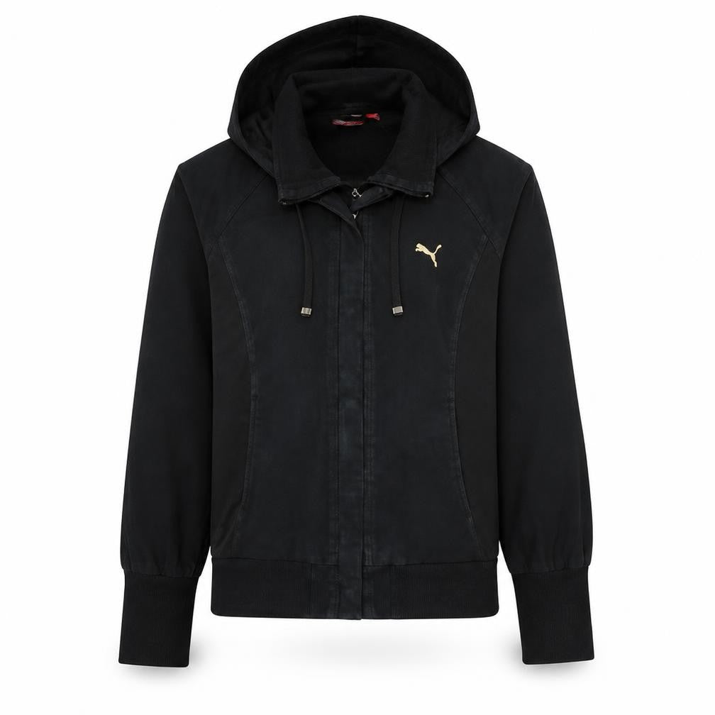 Puma Men's Black Hooded Bomber Jacket Size M Cotton Blend