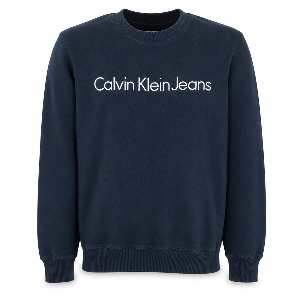 Calvin Klein Jeans Men’s Blue Crew Neck Logo Sweatshirt Size M